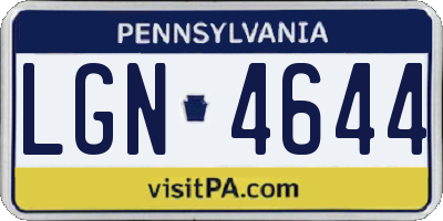 PA license plate LGN4644