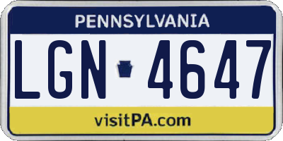 PA license plate LGN4647
