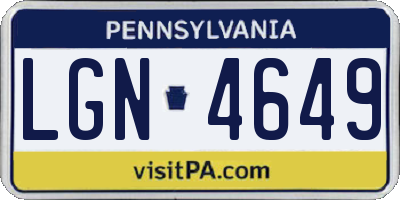 PA license plate LGN4649