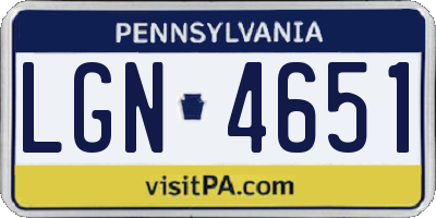 PA license plate LGN4651