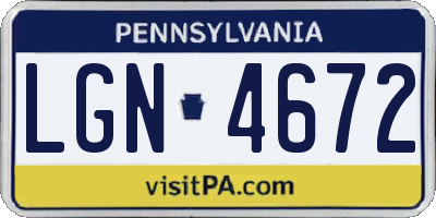 PA license plate LGN4672