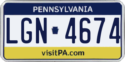 PA license plate LGN4674
