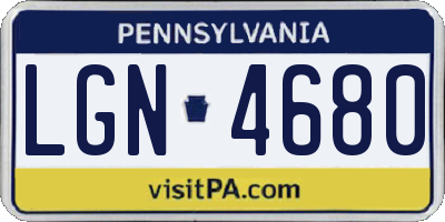 PA license plate LGN4680