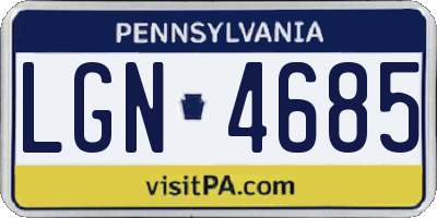 PA license plate LGN4685