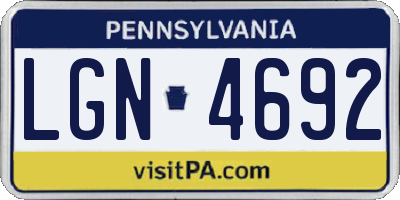PA license plate LGN4692