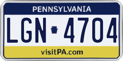 PA license plate LGN4704