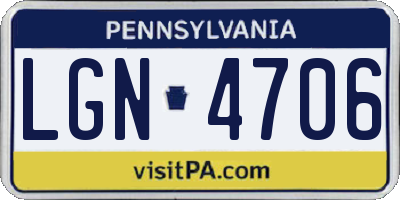 PA license plate LGN4706