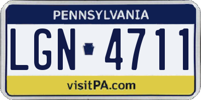 PA license plate LGN4711