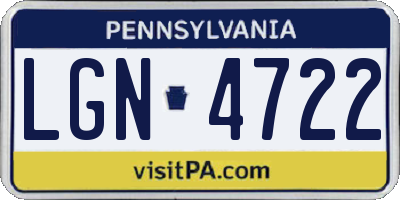 PA license plate LGN4722