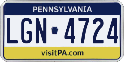 PA license plate LGN4724