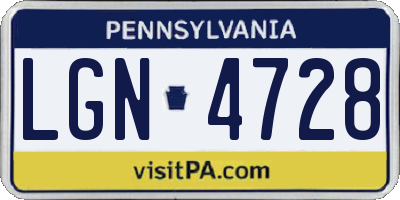 PA license plate LGN4728