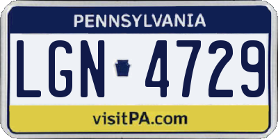 PA license plate LGN4729