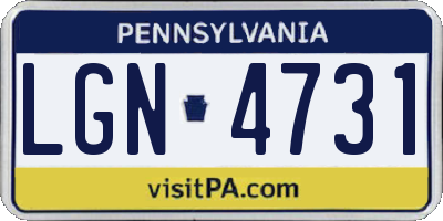 PA license plate LGN4731
