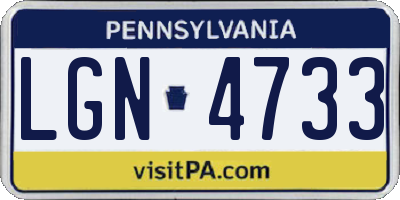 PA license plate LGN4733