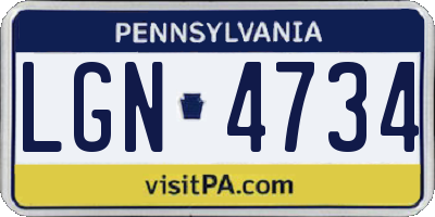 PA license plate LGN4734