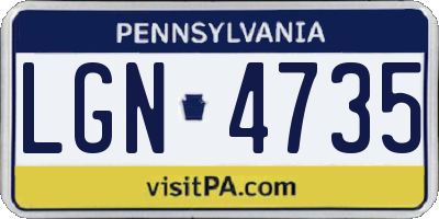 PA license plate LGN4735