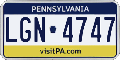 PA license plate LGN4747