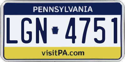 PA license plate LGN4751