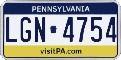 PA license plate LGN4754