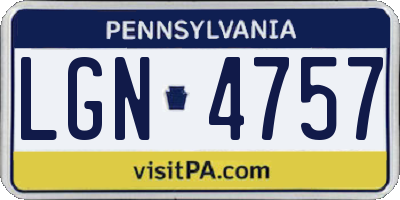 PA license plate LGN4757