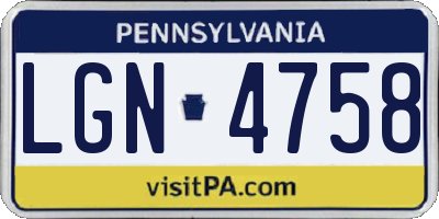 PA license plate LGN4758