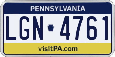PA license plate LGN4761