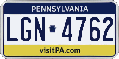 PA license plate LGN4762