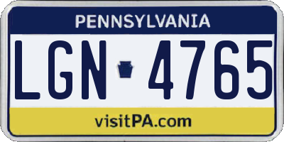 PA license plate LGN4765