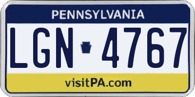 PA license plate LGN4767