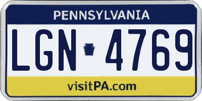 PA license plate LGN4769