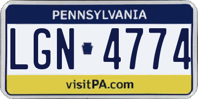 PA license plate LGN4774