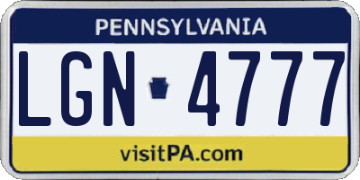 PA license plate LGN4777