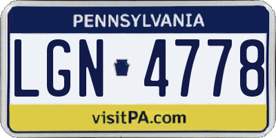 PA license plate LGN4778