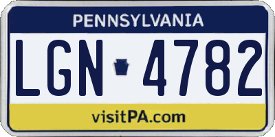 PA license plate LGN4782