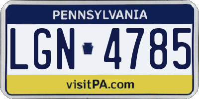 PA license plate LGN4785
