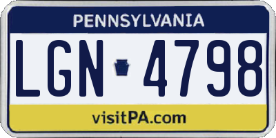 PA license plate LGN4798