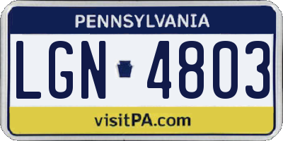 PA license plate LGN4803