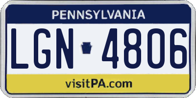 PA license plate LGN4806