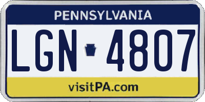 PA license plate LGN4807