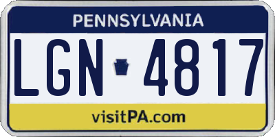 PA license plate LGN4817