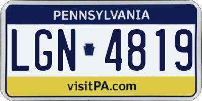PA license plate LGN4819