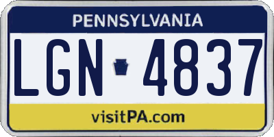 PA license plate LGN4837