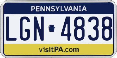 PA license plate LGN4838