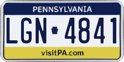 PA license plate LGN4841
