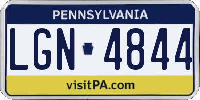 PA license plate LGN4844