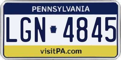 PA license plate LGN4845