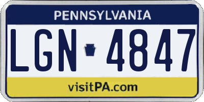 PA license plate LGN4847