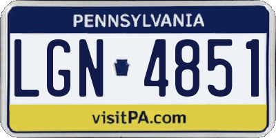 PA license plate LGN4851