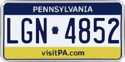 PA license plate LGN4852