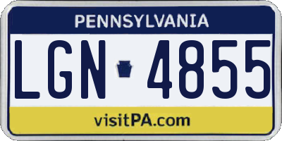 PA license plate LGN4855